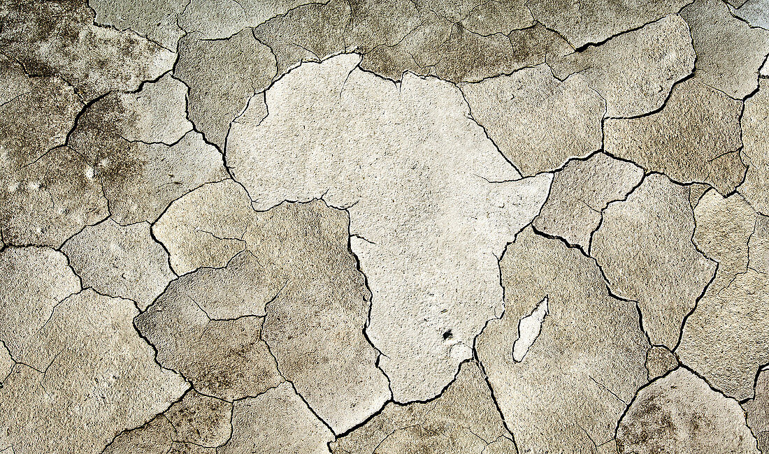 Cracked earth in shape of Africa