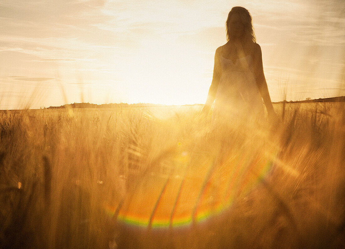 Young woman in barley field