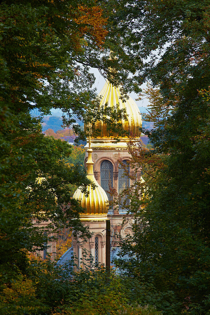 Russian-orthodox church on the Neroberg, Wiesbaden, Mittelrhein, Middle Rhine, Hesse, Germany, Europe