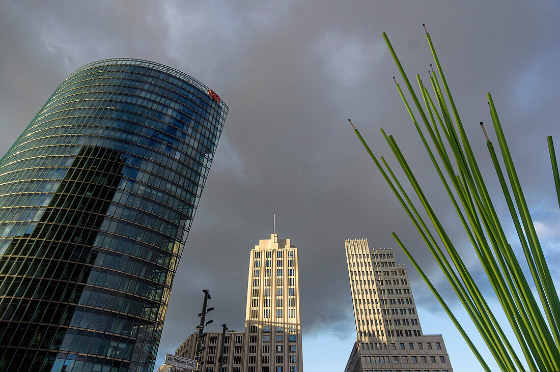 Potsdamer Platz with Deutsche Bahn Tower, Beisheim Tower, Berlin, Germany