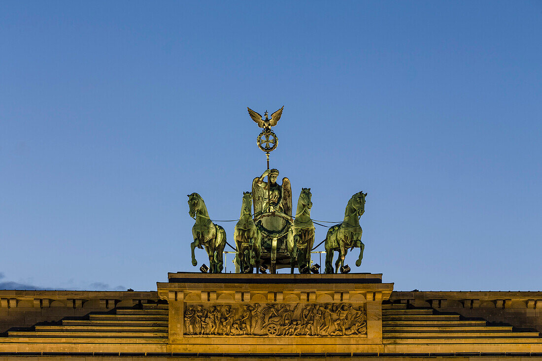 Quadriga on the top of the Brandenburg gate in Berlin, Germany