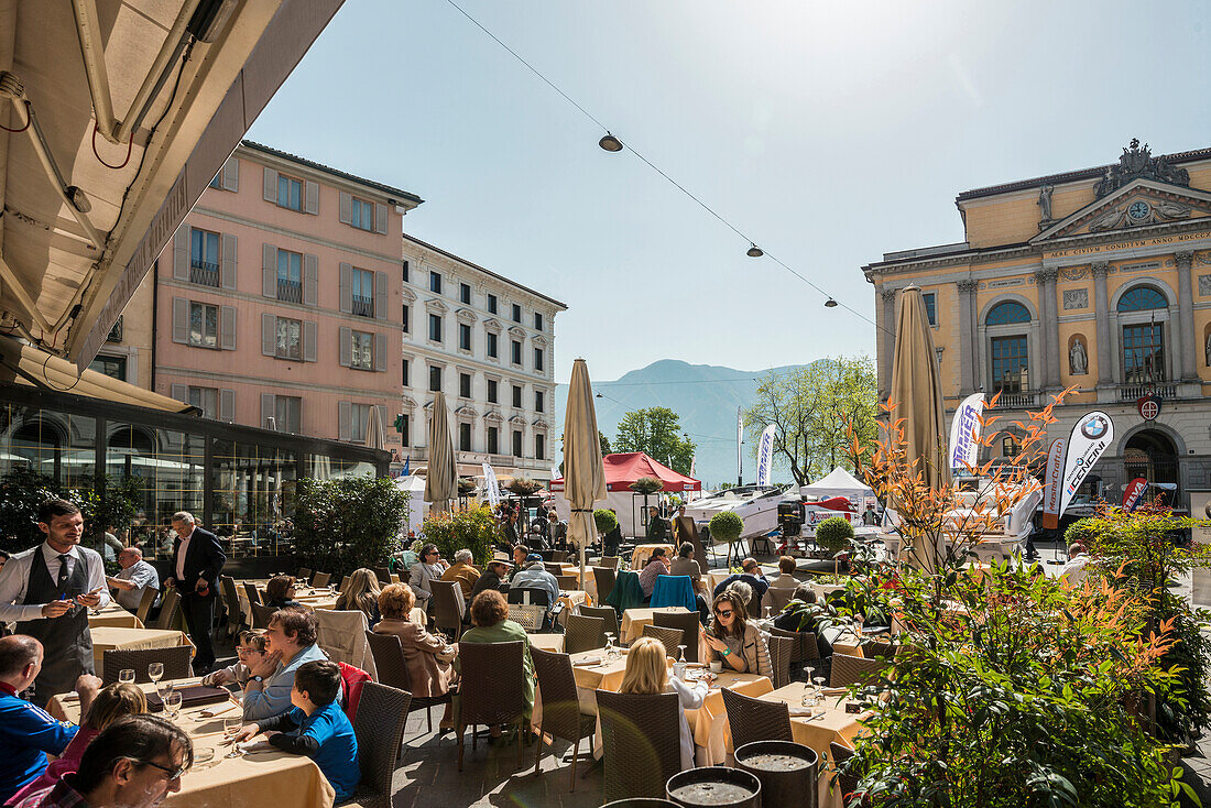 Restaurant in Lugano, Lake Lugano, canton of Ticino, Switzerland