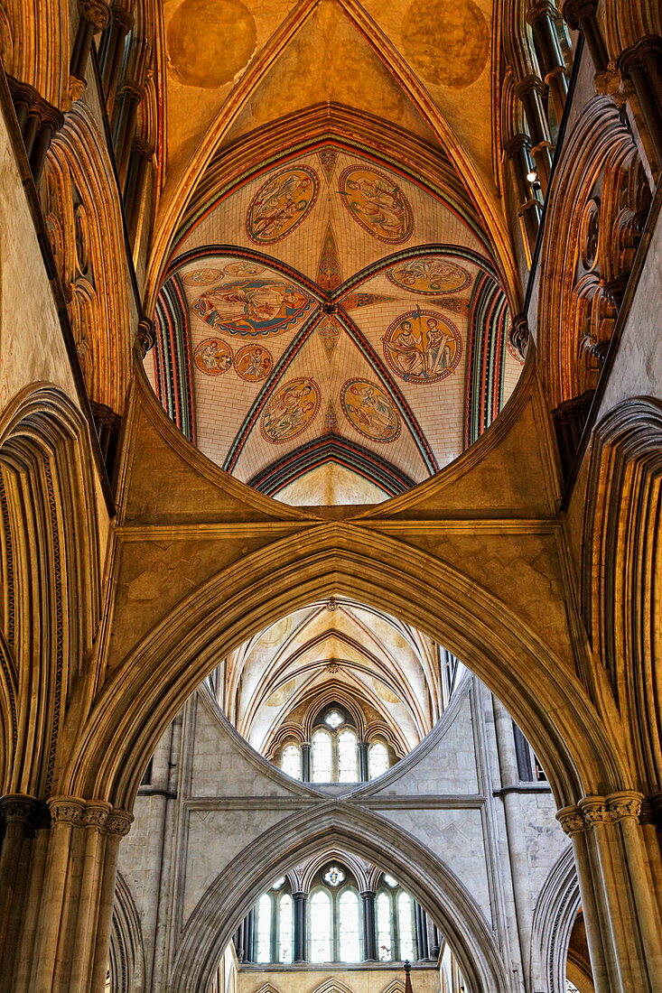 Gewölbe, Kathedrale von Salisbury, Salisbury, Wiltshire, England, Grossbritannien