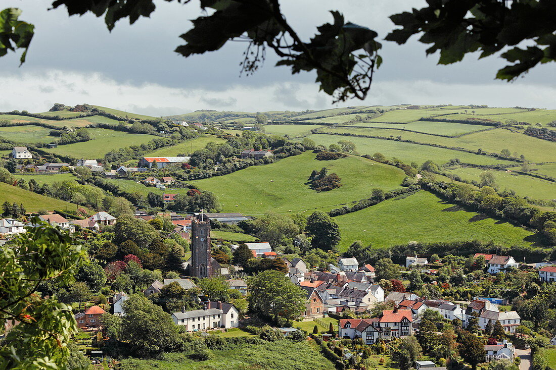 View of the village of Berrynarbor, Devon, England, Great Britain