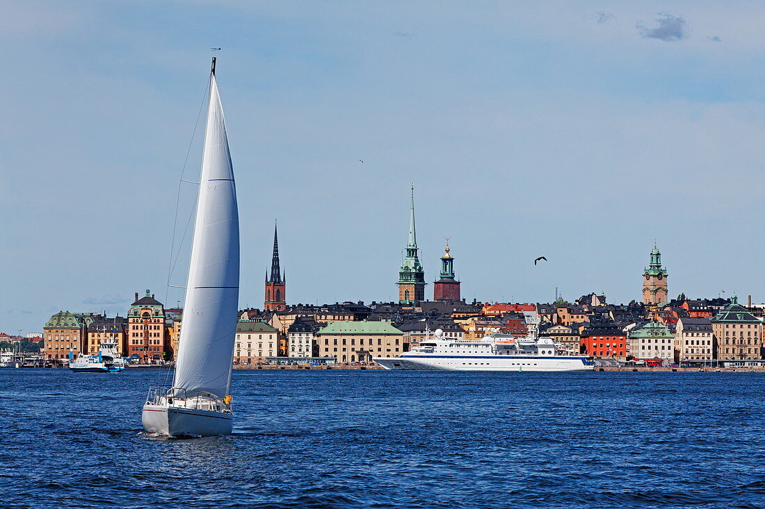 Cruise ship at Skeppsholm quay of Gamla Stan, Stockholm, Sweden