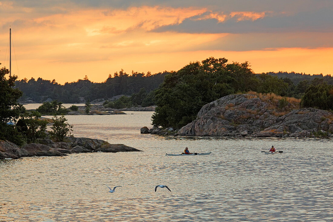 Kayakers in the archipelago near Trosa, Sweden