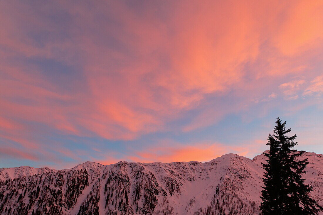 Sunset in Teuchltal, National Park Hohe Tauern, Carinthia, Austria, Europe