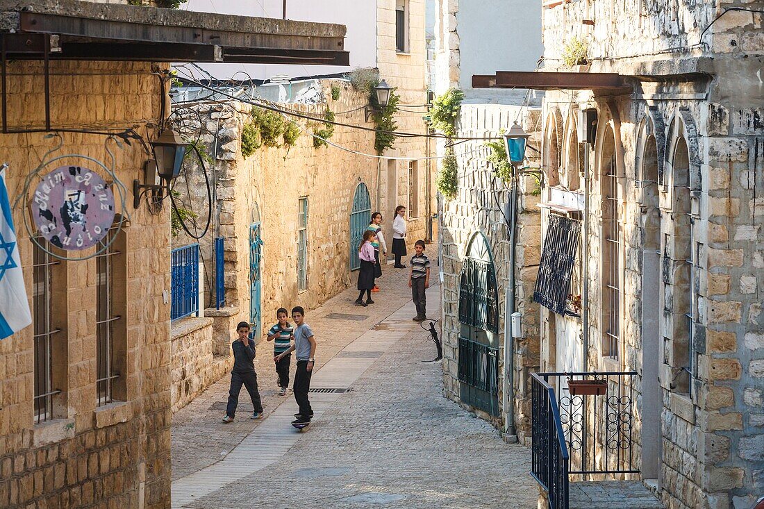 Street scene at the old city of Safed, upper Galilee, Israel.