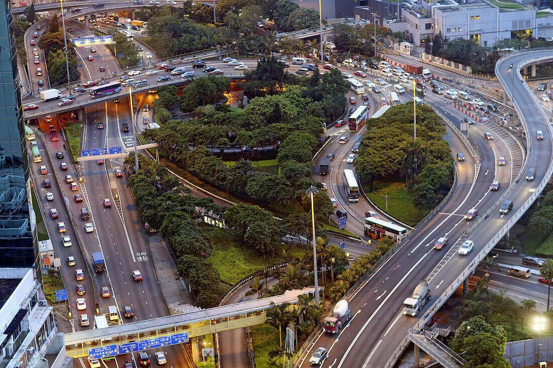 Aerial view of highway, Hong Kong, China, East Asia.