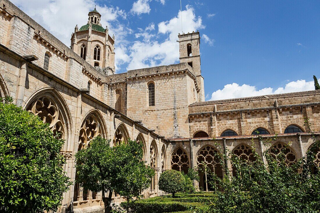 Dome and cloister of Royal Monastery of Santa Maria de Santes Creus. XIIIth century. Aiguamurcia, Alt Camp, Tarragona, Catalonia, Spain.
