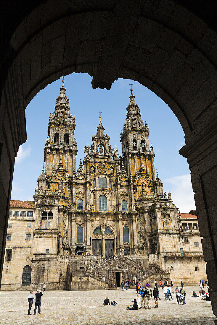 Cathedral and Plaza del Obradoiro, World Heritage Site, Santiago de Compostela, Way of St James, A Coruña province, Galicia, Spain