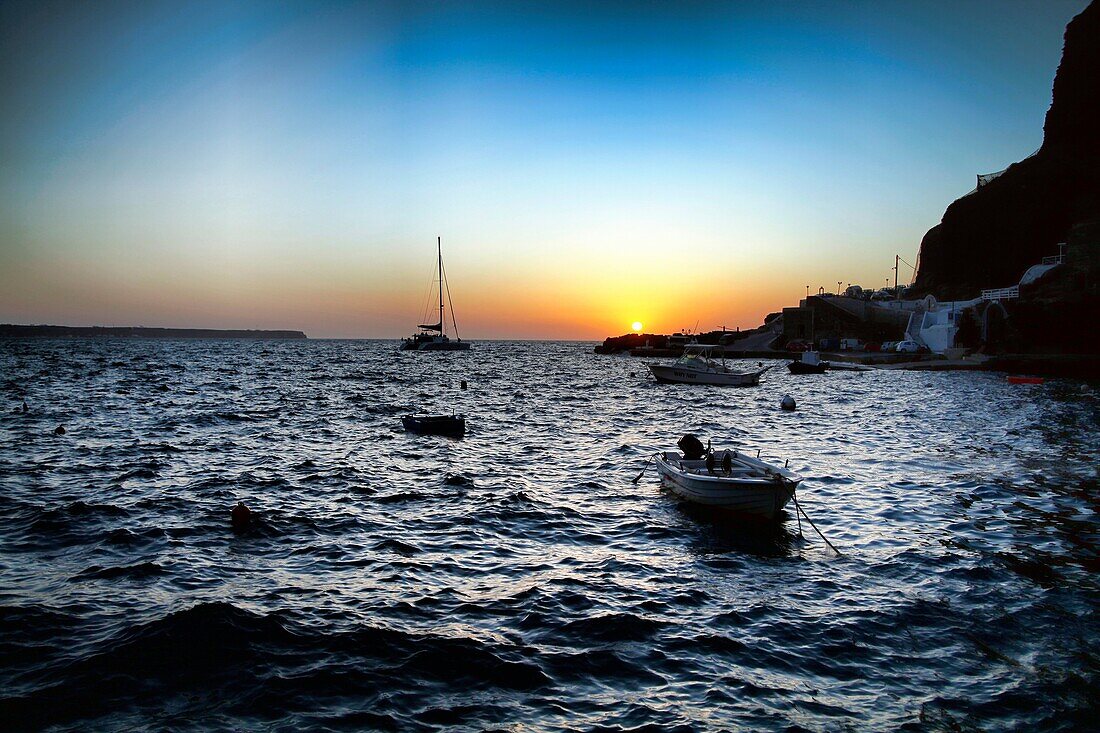 Sunset at Oia, Santorini, Greece (Greek Islands).