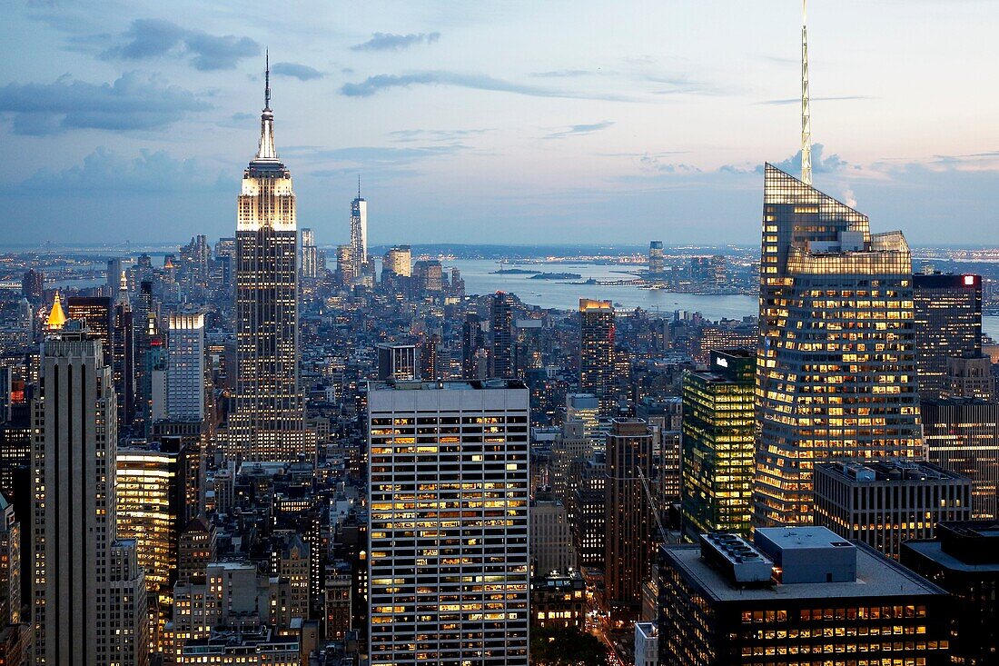 Looking South from Midtown Manhattan at the Empire State Building and Surrounding Area.