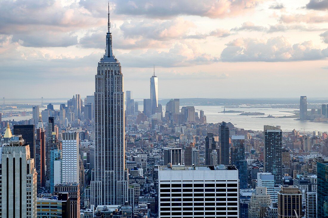 Looking South from Midtown Manhattan at the Empire State Building and Surrounding Area.