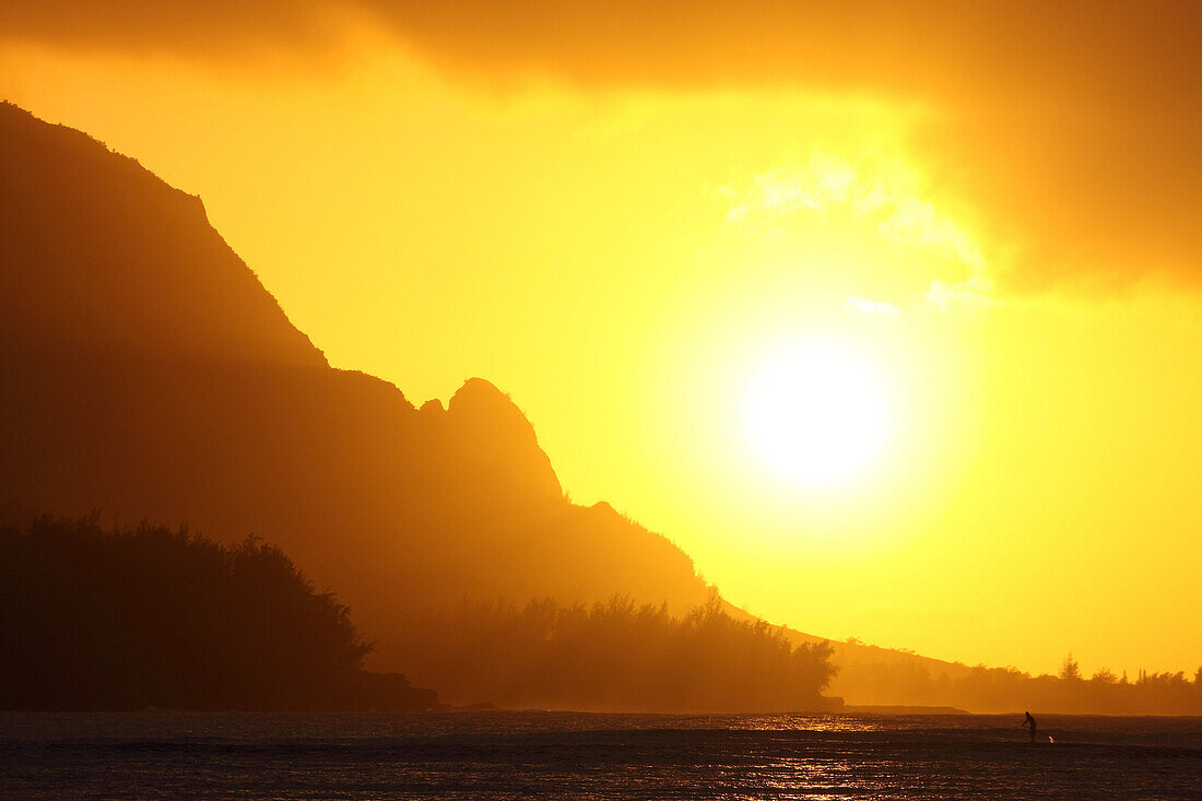 Sunset Over Hanalei Bay, Kaua'i, Hawaii