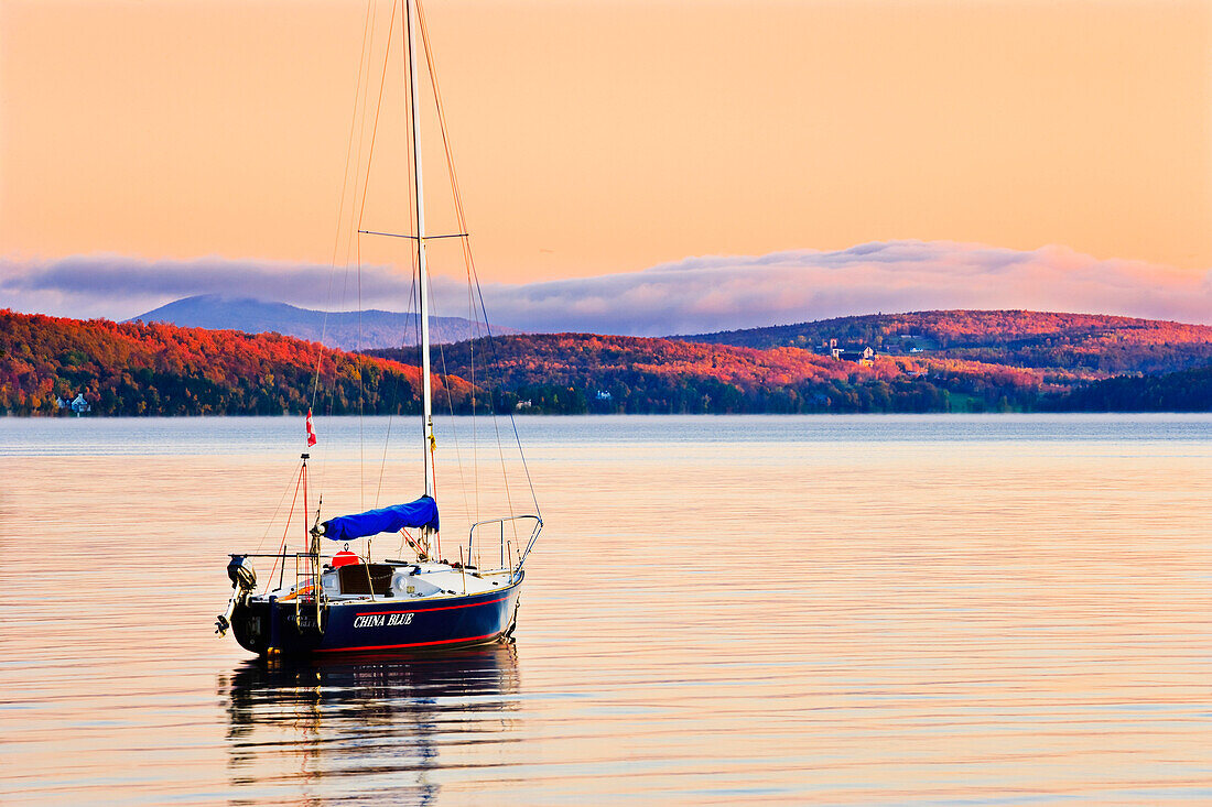 Artist's Choice: Boat At Sunrise, Memphremagog Lake, Eastern Townships, Quebec