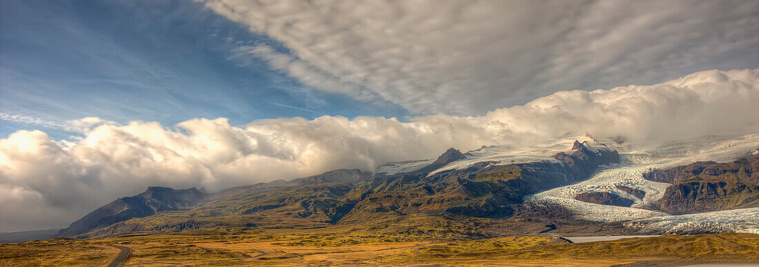 A Glacier Down The Mountain Off Of The Vatnajokull Ice Cap, Iceland