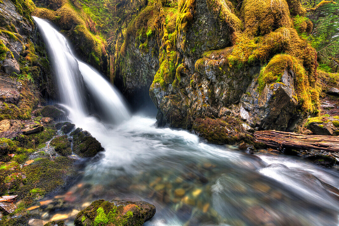 Virgin Creek Falls Near Girdwood, Southcentral Alaska, Spring, Hdr