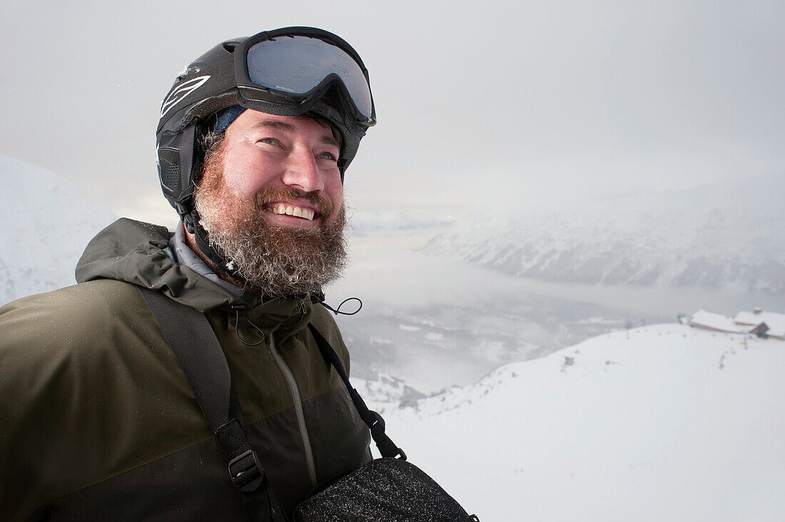 Portrait Of A Downhill Skier With Frosty Beard, Alyeska Resort, Southcentral Alaska, Winter
