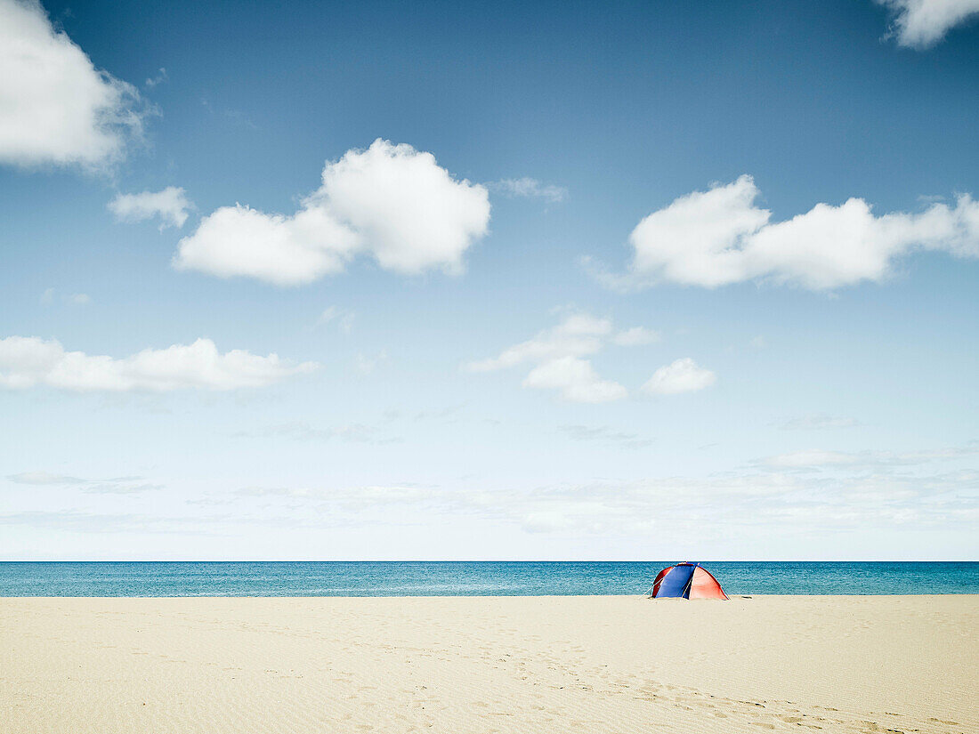 Tent on beach, Lanzarote, Spain