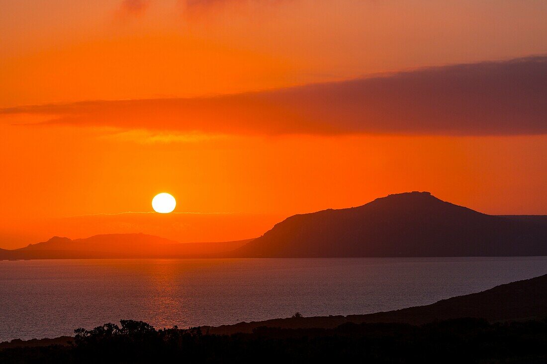 Sunset and lagoon, West Coast National Park, Western Cape province, South Africa, Africa.