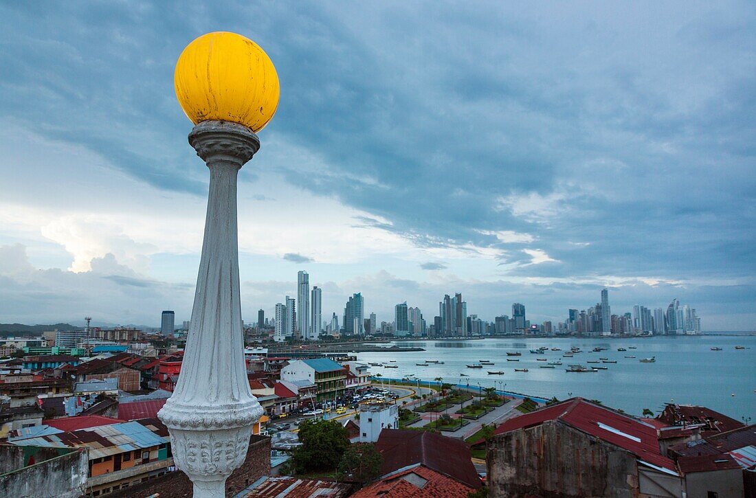 Skyline from Old Town, Panama City, Panama, Central America, America.