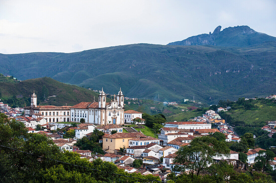 View over the colonial town of Ouro Preto, UNESCO World Heritage Site, MInas Gerais, Brazil, South America