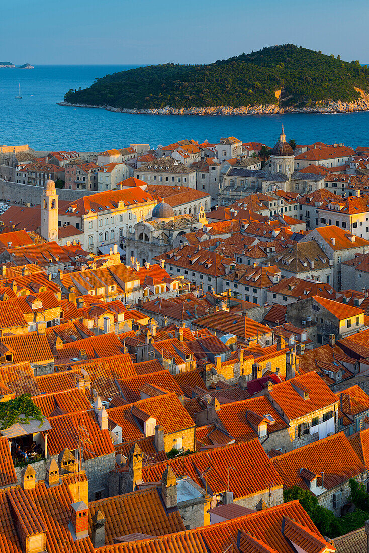 Old Town (Stari Grad), UNESCO World Heritage Site, with Lokrum Island beyond, Dubrovnik, Dalmatia, Croatia, Europe