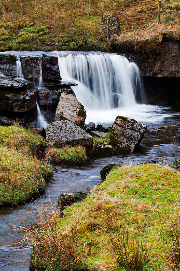 Clough Force on Grisedale Beck near Garsdale Head, Yorkshire Dales, Cumbria, England, United Kingdom, Europe