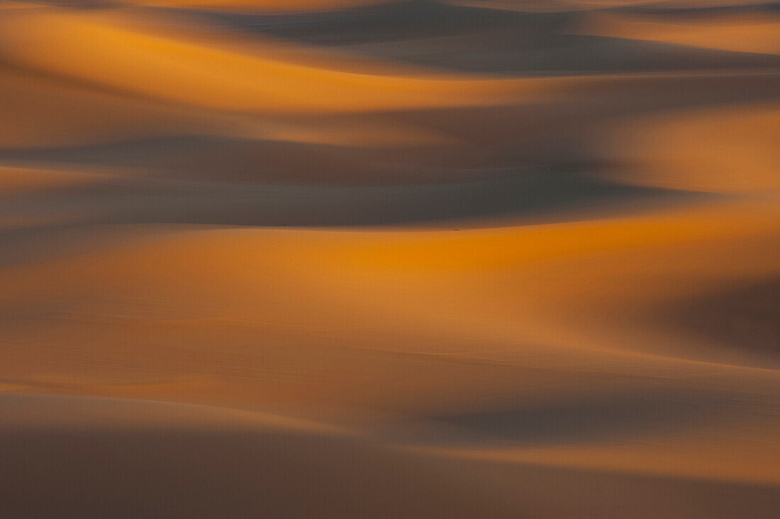 Abstract view of the desert, panning at sunrise between the high dunes of Sahara's desert, Morocco