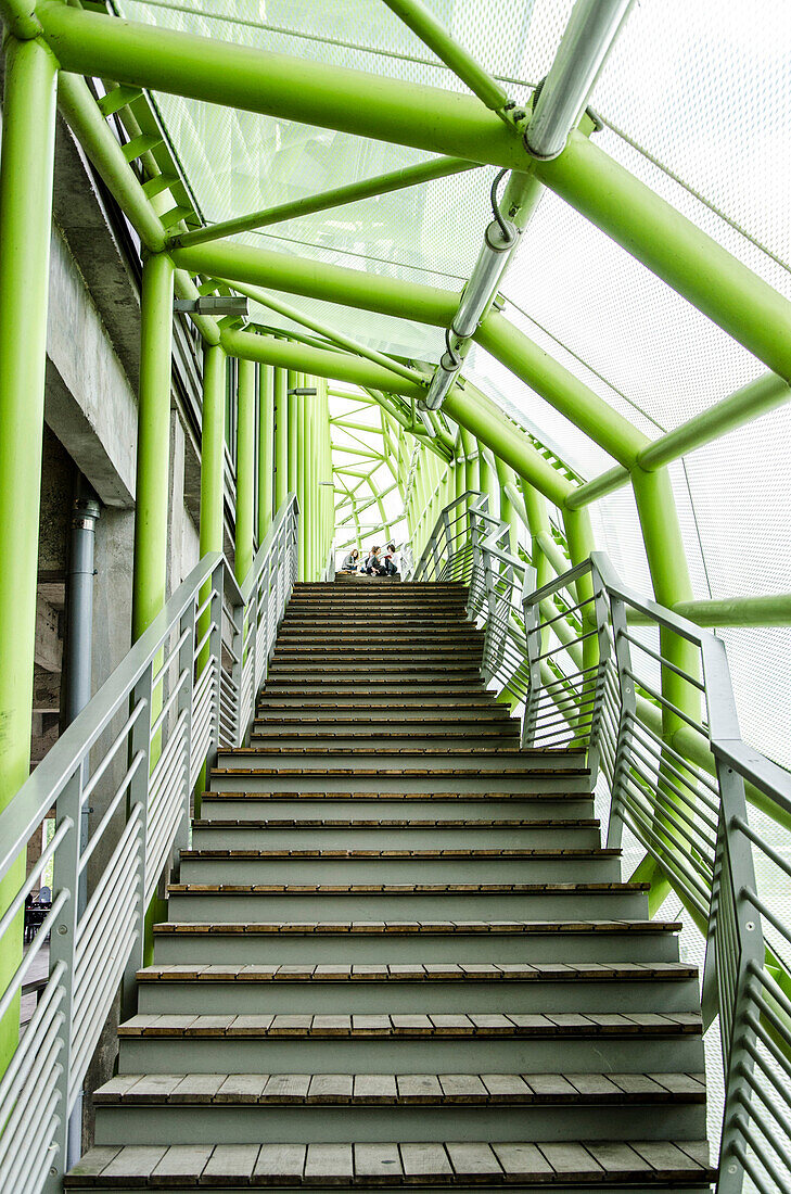 tairs going up the terrace of the Cité de la Mode et du Design, Paris 13th district, France