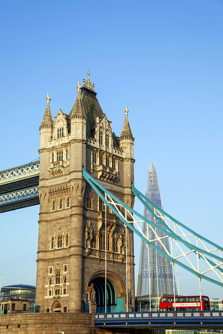 England, London, Southwark, Tower Bridge and The Shard