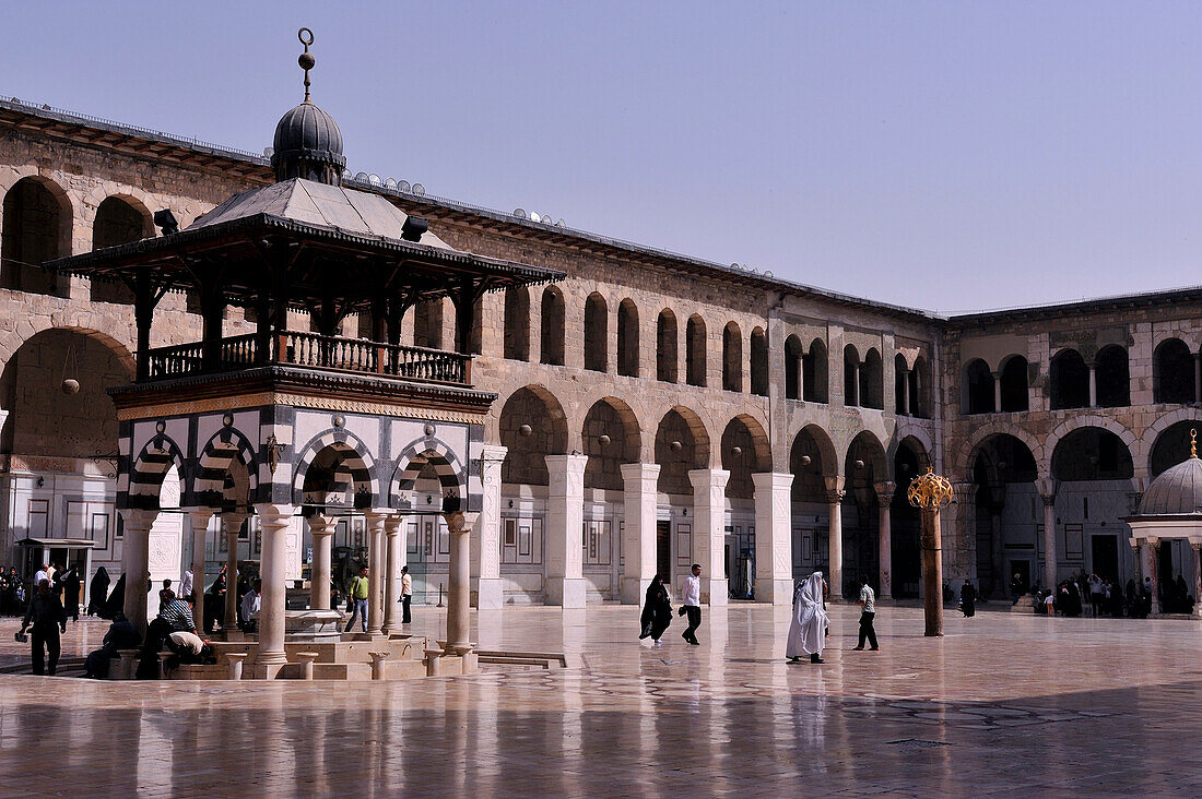 Syria, Damascus, October 2010. Umayyad Mosque, court with pool for ablutions