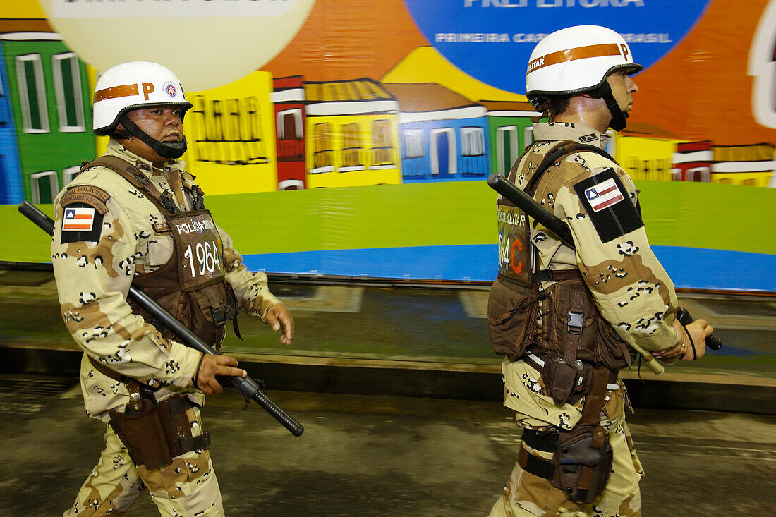 Policemen at Salvador carnival Brazil.