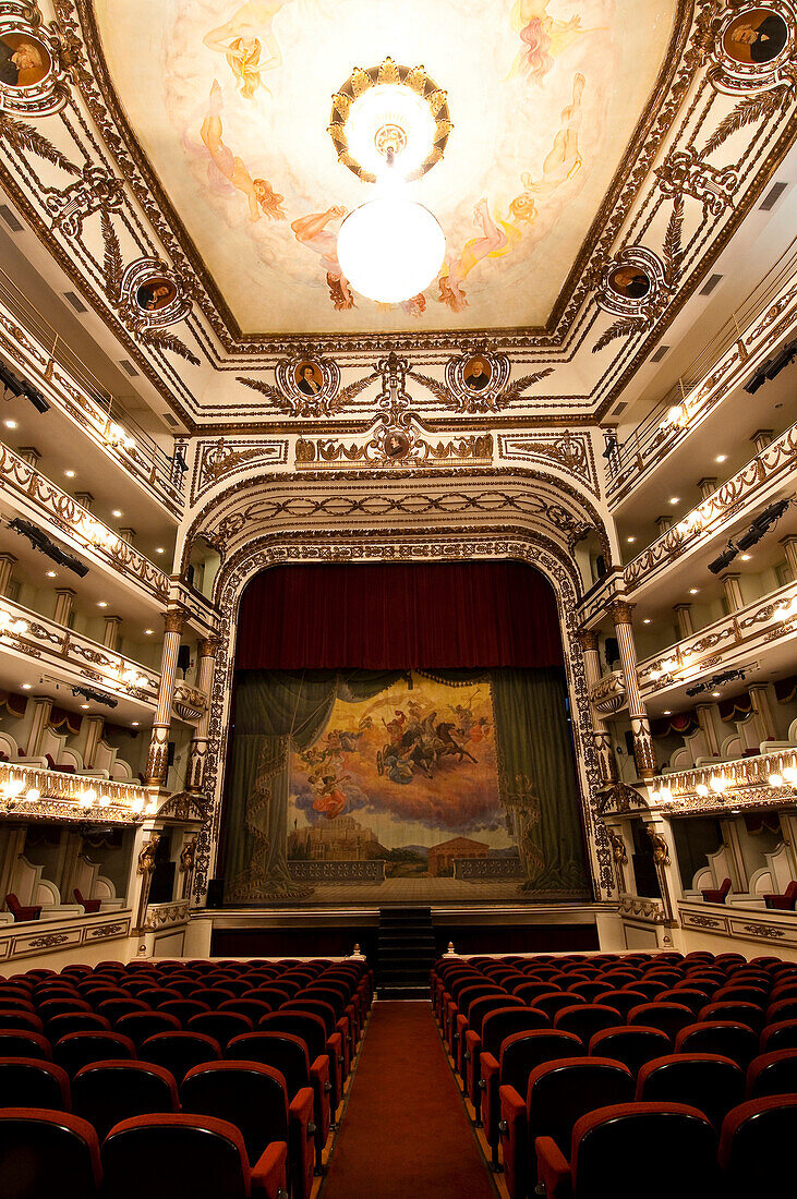 Central America, Mexico, Oaxaca State, Oaxaca de Juarez, historical center founded in 1529 by Spanish listed on the world heritage site in 1987, the Macedonia Alcala Theatre (1903) with French style