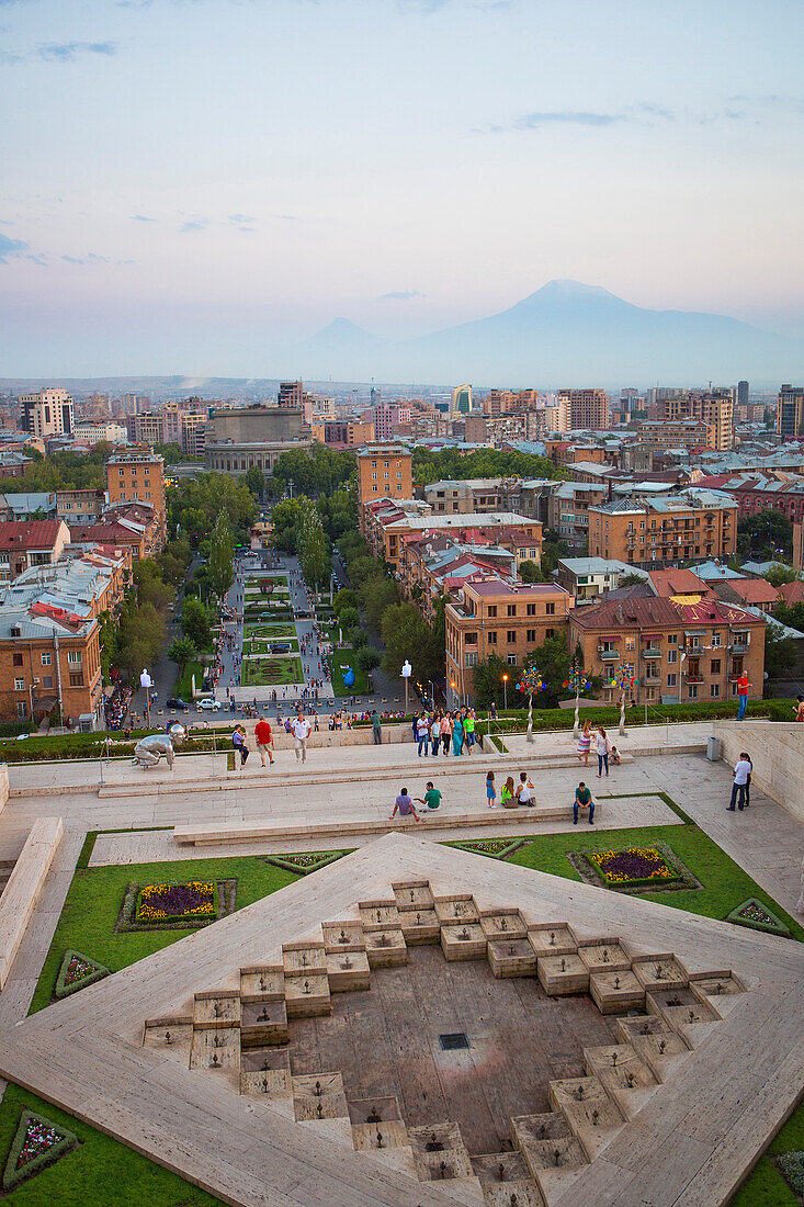 Armenia, Yerevan City, Skyline from the Cascade Complex, Ararat mountain