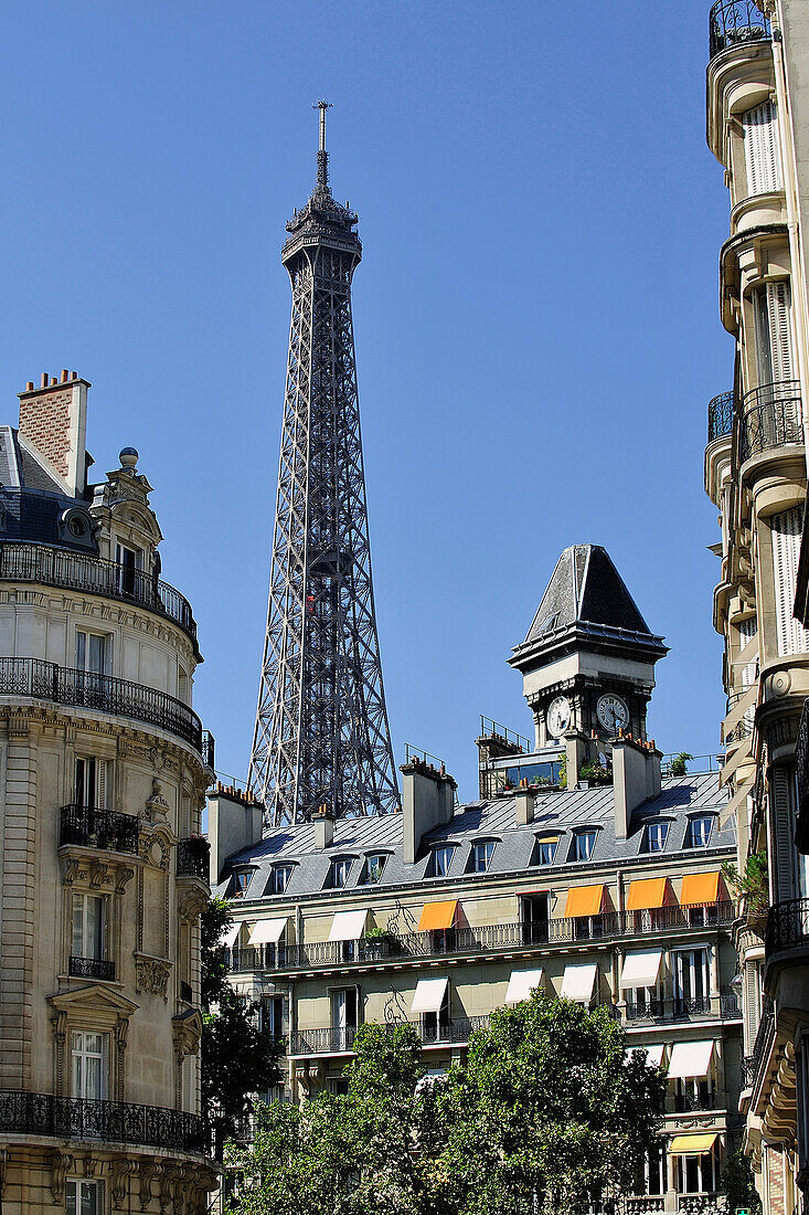 France, Paris, District of the 7th district, Eiffel Tower, Clock tower