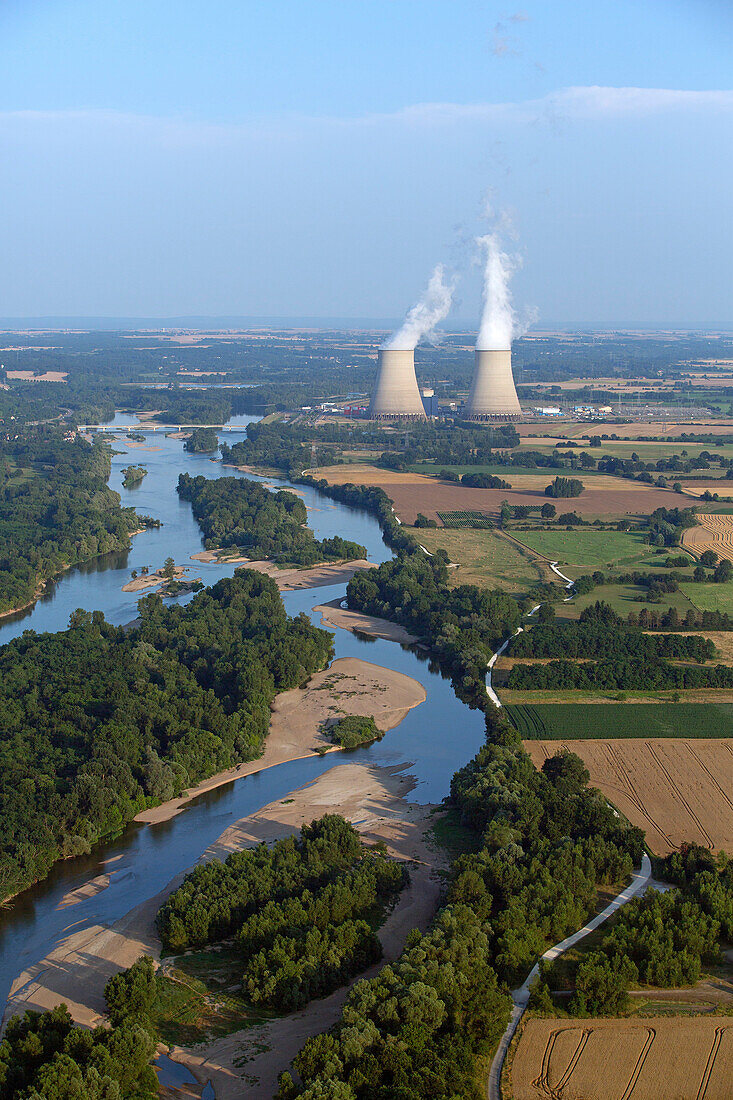 France, Cher (18) Nuclear Belleville-sur-Loire, on the Loire River (air)