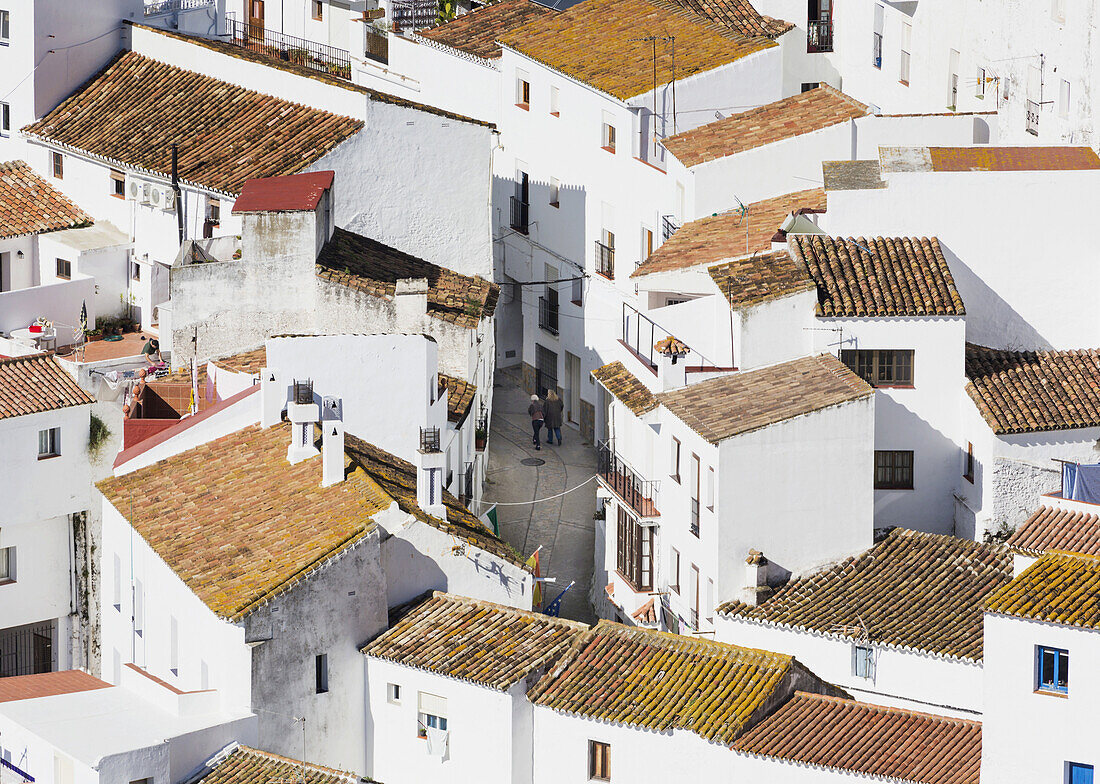 'Typical Whitewashed Buildings In A Mountain Village; Casares, Malaga Province, Andalusia, Spain'