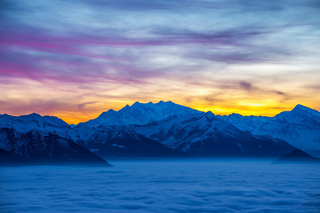 'Glowing Sunset Over The Swiss Alps; Locarno, Ticino, Switzerland'
