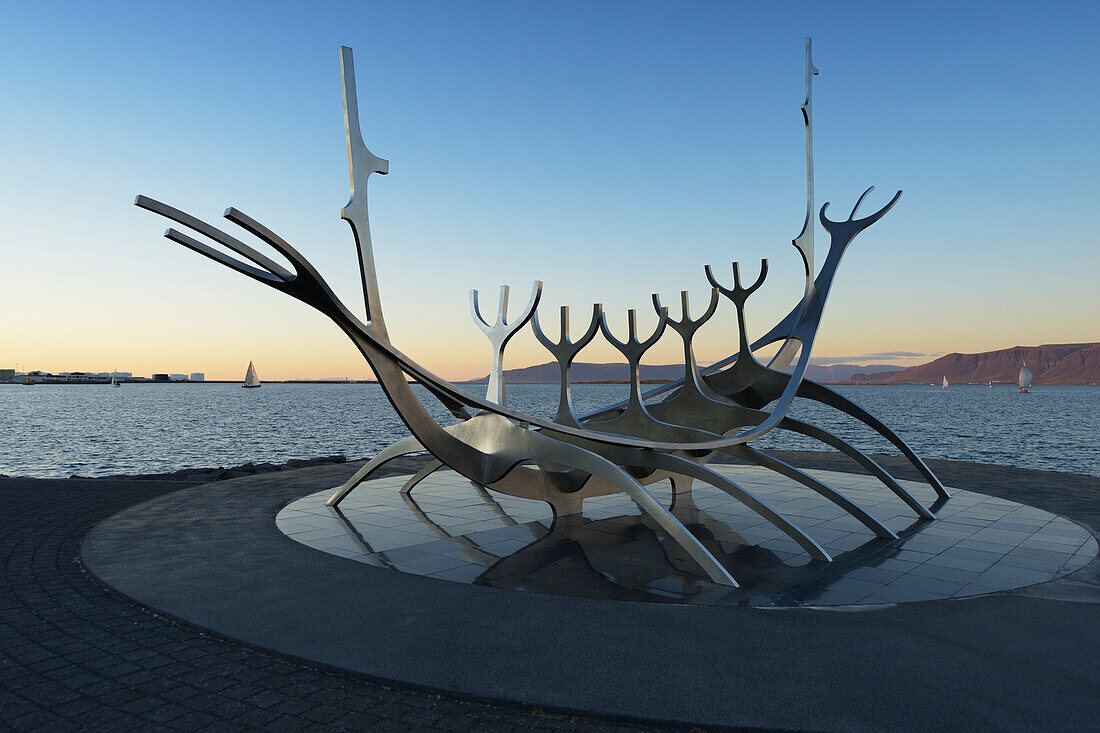 'Solfar Sculpture On Saebraut, Designed To Resemble A Viking Ship, Reykjavik Waterfront; Reykjavik, Gullbringusysla, Iceland'