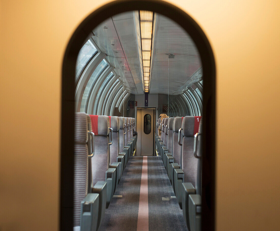 'Arched Doorway And Aisle Of A Train Car; Locarno, Ticino, Switzerland'