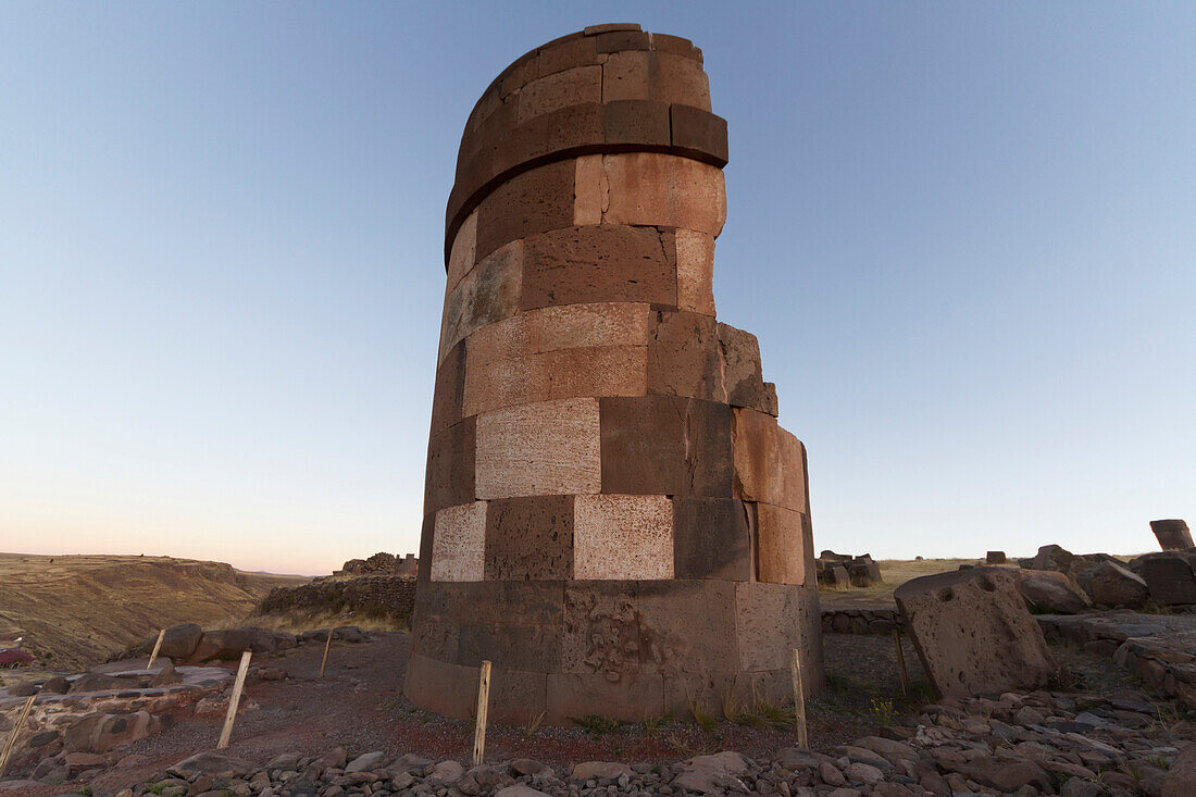 Chullpa (ancient Colla funerary tower), Sillustani, Puno, Peru