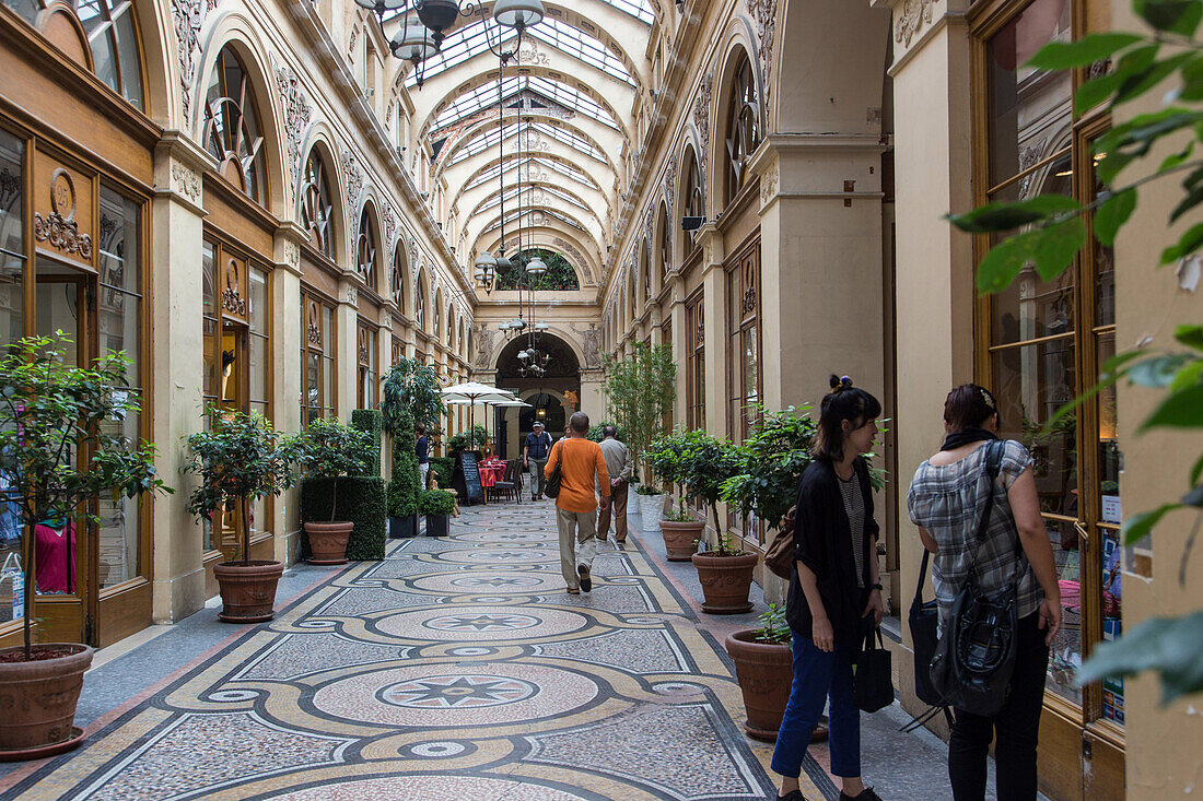 Covered passage in the vivienne gallery that goes from the rue des petits champs to rue vivienne, paris (75), france