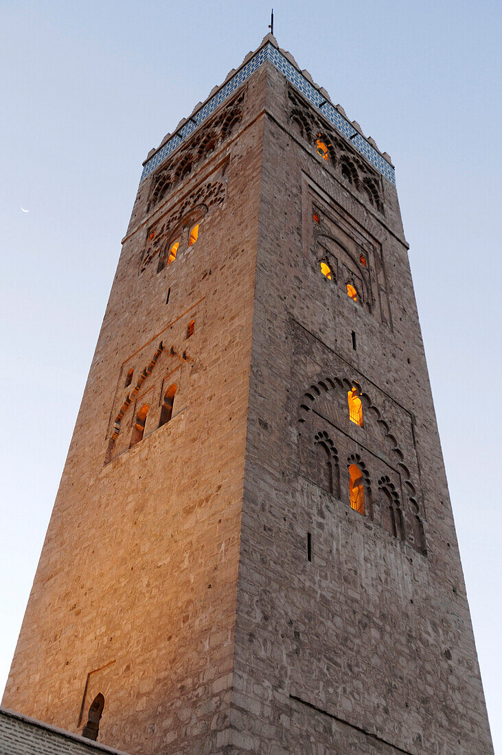 Koutoubia minaret dating from 1147, Marrakesh, Morocco, North Africa, Africa