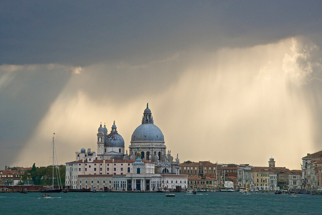 Punta della Dogana, and Santa Maria della Salute church behind, Venice, UNESCO World Heritage Site, Veneto, Italy, Europe