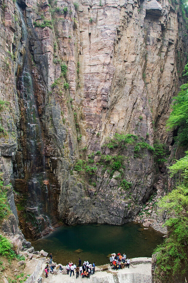 A waterfall at Wan Xian mountain recreation area, Huixian city, Henan Province, China, Asia