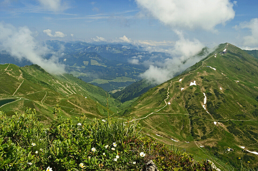 View of Fellhorn from Kanzelwand, Kleines Walsertal, Austria, Europe