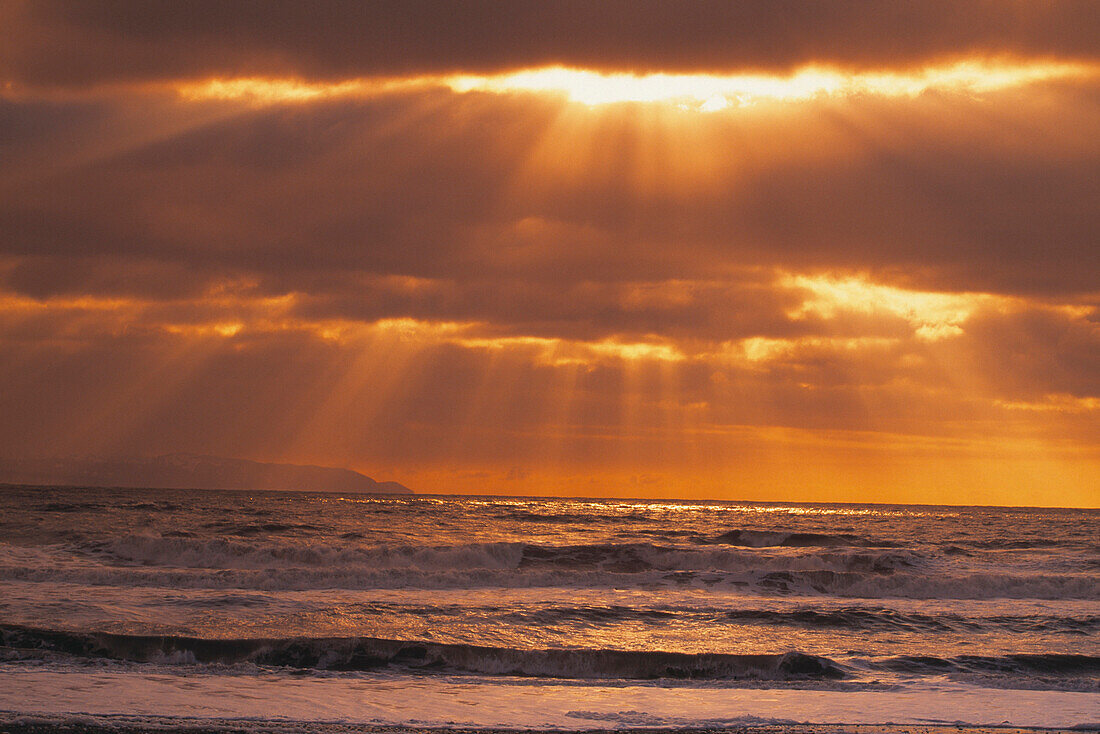 Sun Rays, Pacific Ocean, Alaska, Usa