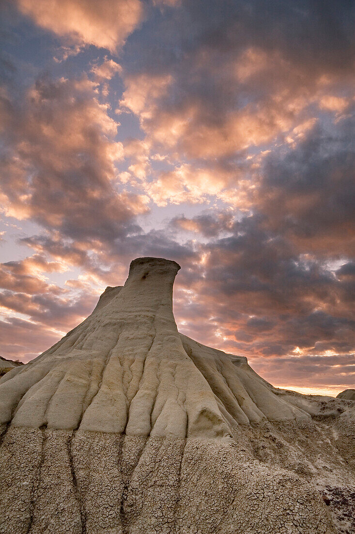 Hoodoos At Sunset In Dinosaur Provincial Park, Alberta, Canada